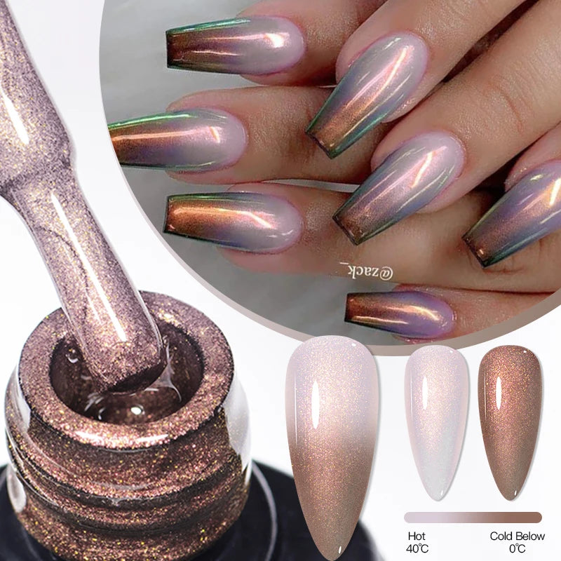7ml Thermal Gel Nail Polish 3 Layers Temperature Color Changing Gel Winter Grey Semi Permanent Soak Off Nails Art UV Gel Varnish
