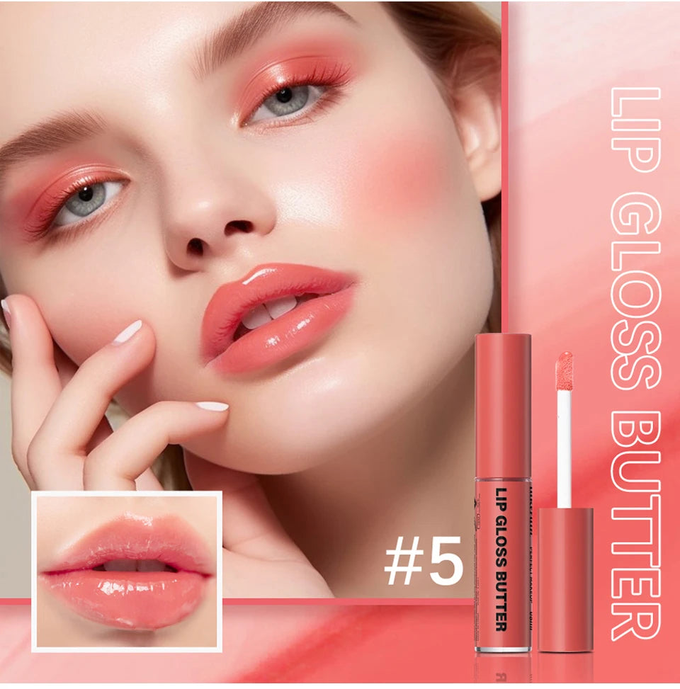 8ml Butter Non-stick Cup Gloss Lip Gloss Moisturizing Mirror Lip Gloss Lasting Color Lip glaze Dye Lip Liquid Makeup For Women