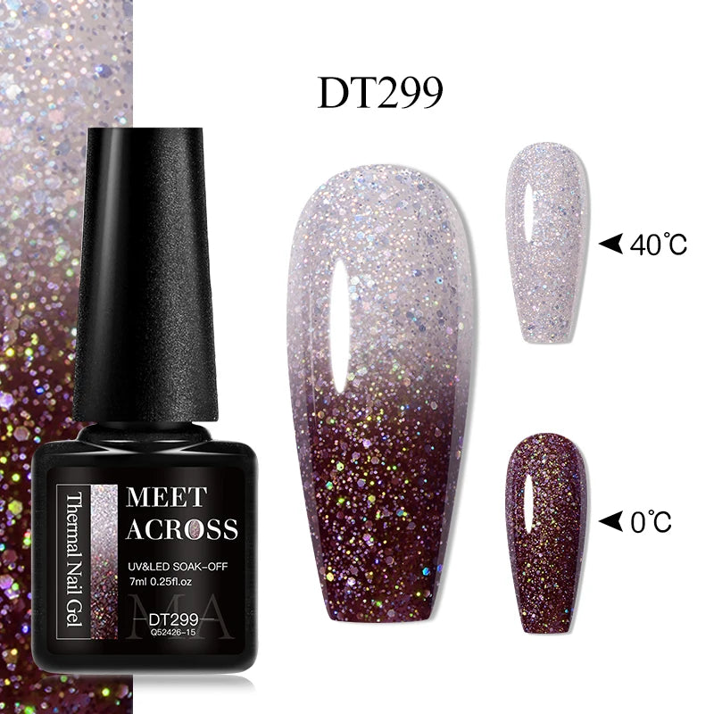 7ml Thermal Gel Nail Polish 3 Layers Temperature Color Changing Gel Winter Grey Semi Permanent Soak Off Nails Art UV Gel Varnish