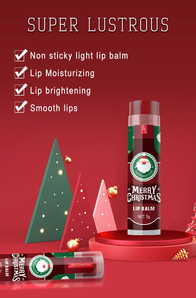 8pcs Colored lipstick Set - Christmas hot red wine with lasting taste, moisturizing and glassy luster