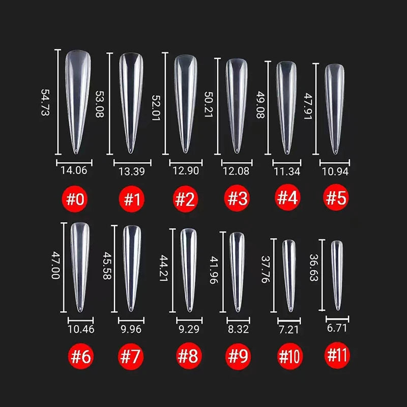 3XL Full Cover False Long Stiletto  Nail Tips Sculpted Clear Press On Artificial Fake Nails  Manicure Salon Supply 120pcs