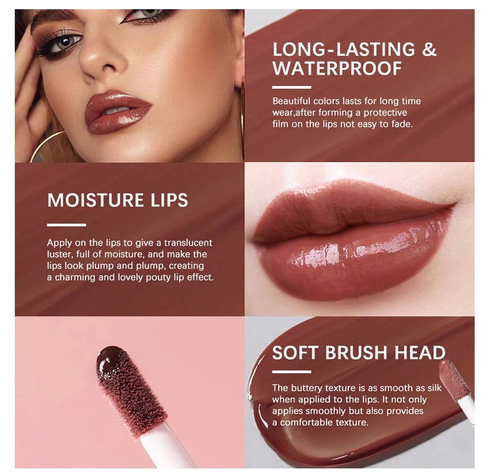 8ml Butter Non-stick Cup Gloss Lip Gloss Moisturizing Mirror Lip Gloss Lasting Color Lip glaze Dye Lip Liquid Makeup For Women