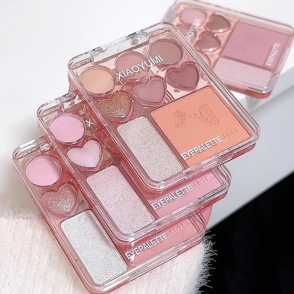 8-color love eye shadow plate, sweetheart blush, high-light integrated natural and long-lasting light shine eye shadow