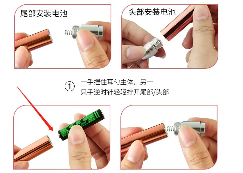 Baby Ear Cleaner Spoon LED Flash Light Ear Wax Curette Picker Visual Children Earpick Eer Wax Dig Remover Nose 2pc siliconespoon