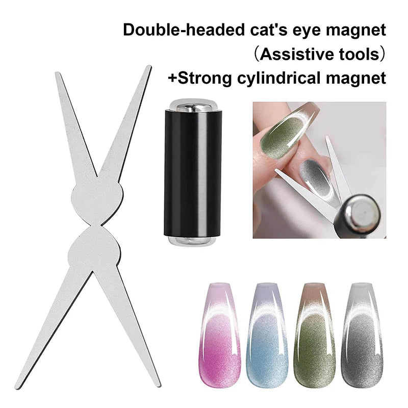 New French Cat Eye Nail Magnet Double-head Big Y-shaped Magnetic Auxiliary Tool DIY French Effect Gel Polish Magnet Rod Tool Set