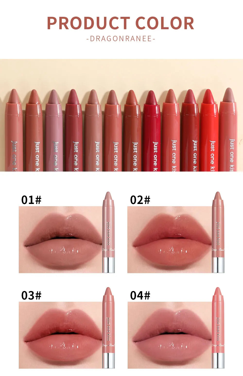 Bright Lipstick Easy to Color Lipstick Color Moisturizing Lip Gloss Easy to Color Lip Glaze Rotating Bright Lipstick Pen Lip Gloss Lipstick European and American Style Nude Brown Red Pink Lipstick Masquerade Lipstick Pen Lip