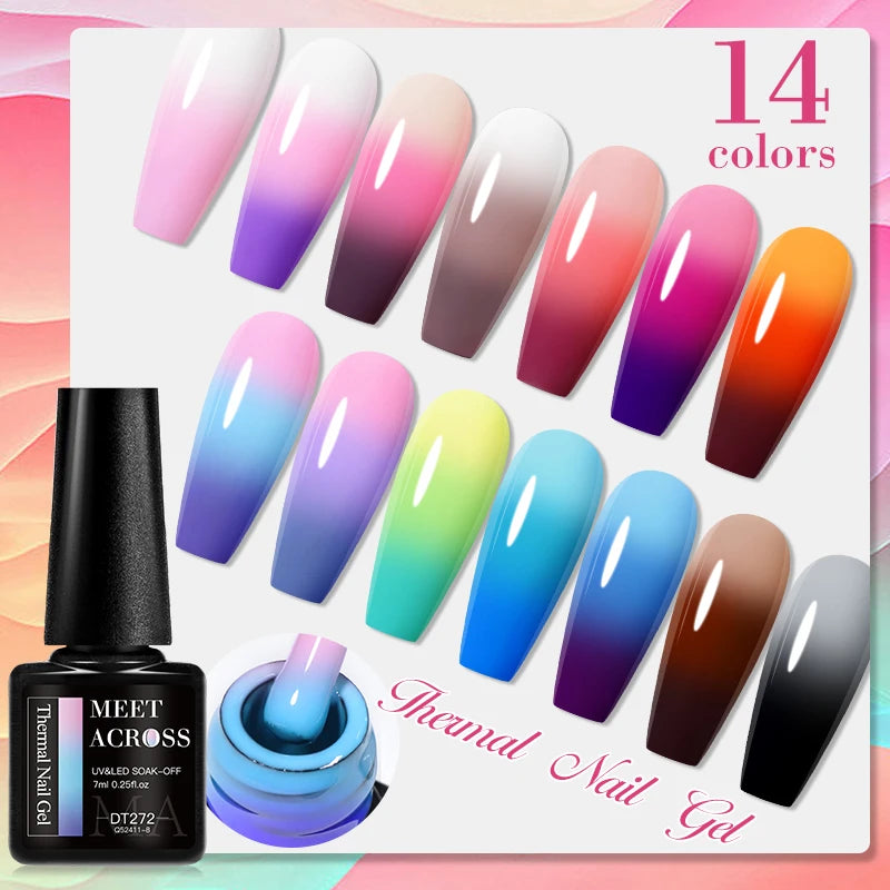 7ml Thermal Gel Nail Polish 3 Layers Temperature Color Changing Gel Winter Grey Semi Permanent Soak Off Nails Art UV Gel Varnish