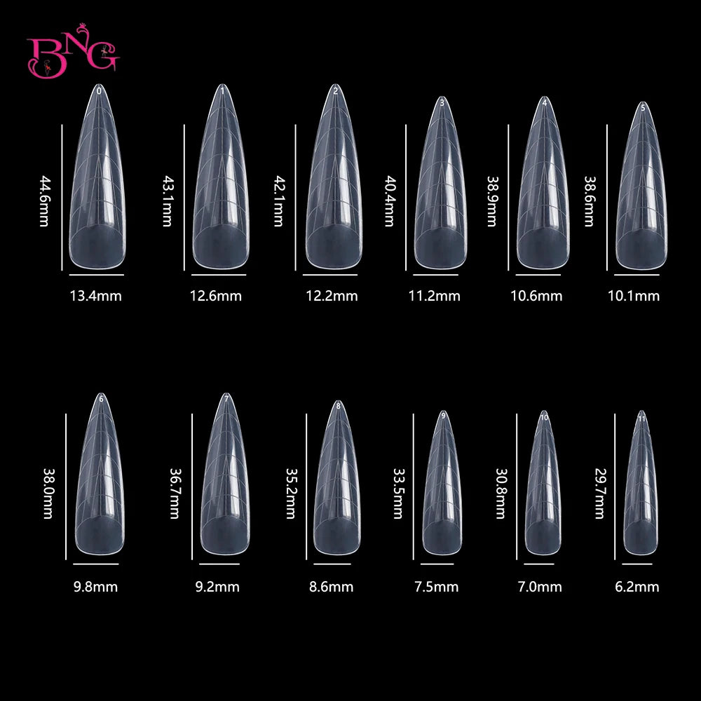 NEW Stiletto Coffin Clear Dual Forms False Tips Quick Building Gel Mold Nail System Full Cover Nail Extension Forms Top