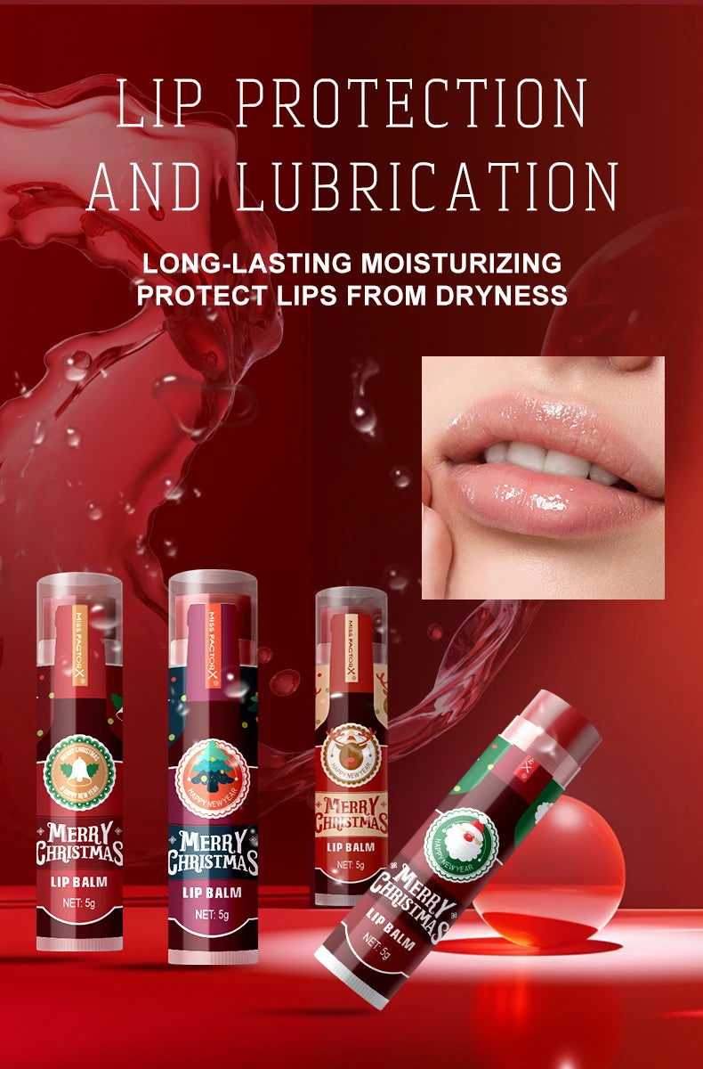 8pcs Colored lipstick Set - Christmas hot red wine with lasting taste, moisturizing and glassy luster