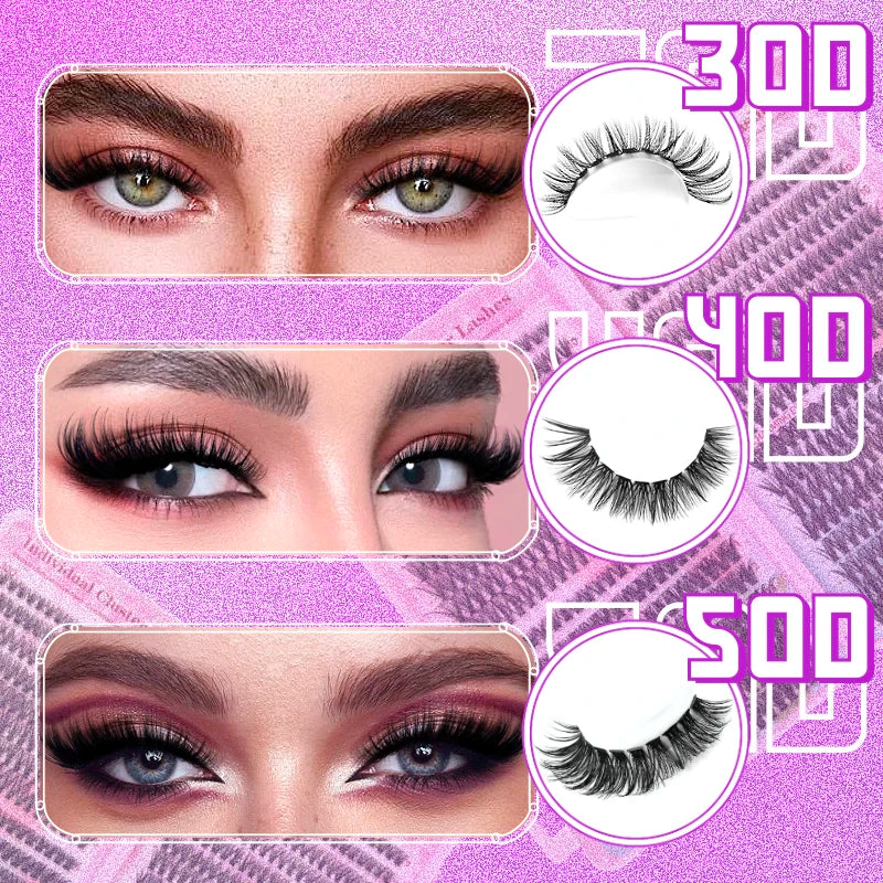 DIY False Eyelash 30D40D50D Mixed Individual Lash Clusters (you can choose single lash or lash with applicators) 9-16mm Mixed