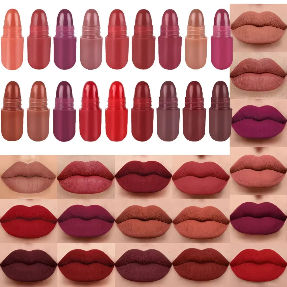 Set of 18 Colorful Capsule Lipstick Pills, Including Waterproof And Long-Lasting Lip Gloss, Sparkling Glitter Lipstick