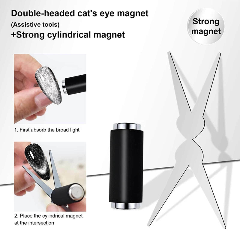New French Cat Eye Nail Magnet Double-head Big Y-shaped Magnetic Auxiliary Tool DIY French Effect Gel Polish Magnet Rod Tool Set