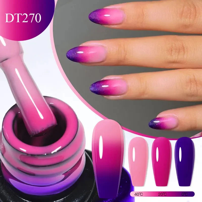 7ml Thermal Gel Nail Polish 3 Layers Temperature Color Changing Gel Winter Grey Semi Permanent Soak Off Nails Art UV Gel Varnish