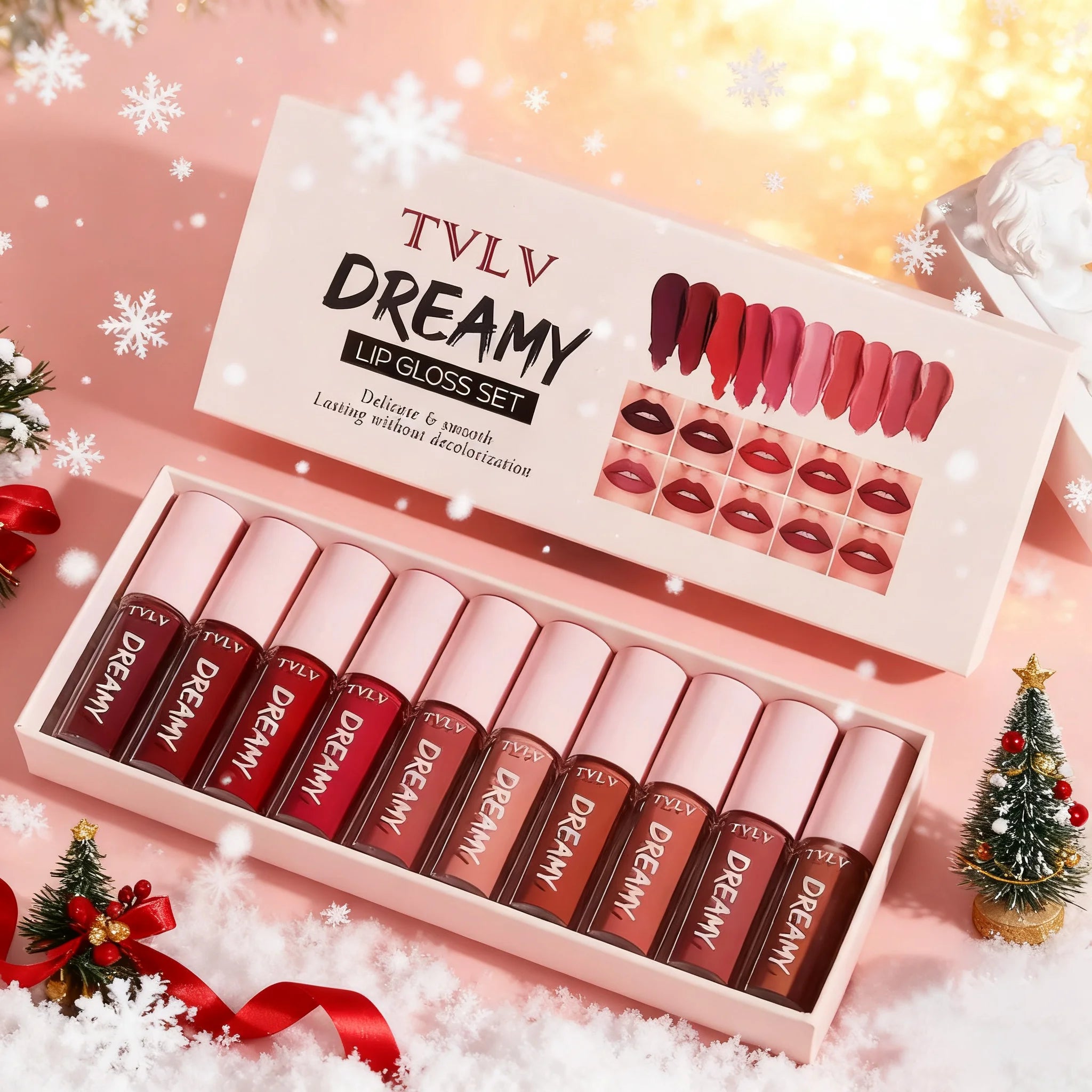10 Pieces/Set Lip Gloss Velvet Lipstick: Waterproof and Long-Lasting Lip Gloss Women's Moisturizing Lipstick Set Christmas gift