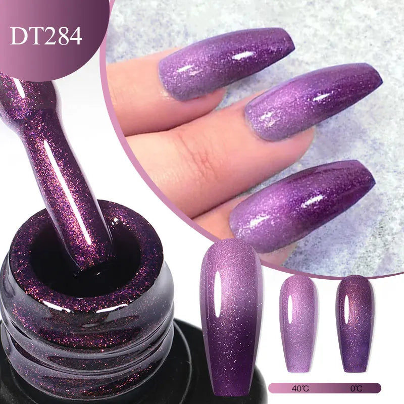 7ml Thermal Gel Nail Polish 3 Layers Temperature Color Changing Gel Winter Grey Semi Permanent Soak Off Nails Art UV Gel Varnish