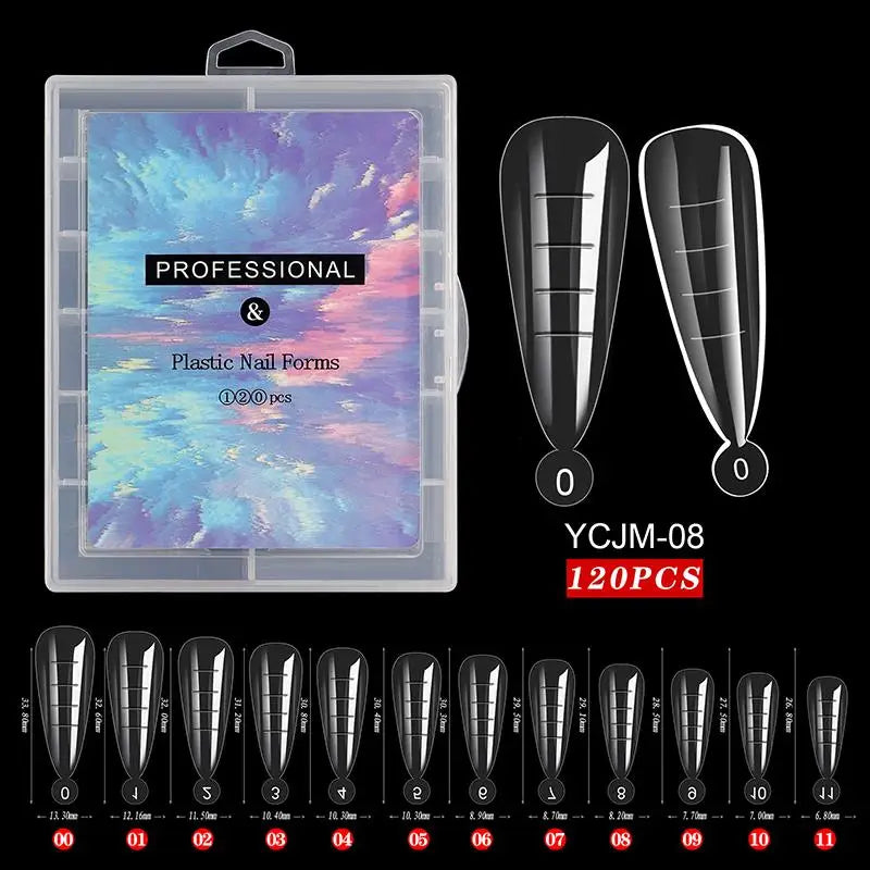 Acrylic Top Forms For Nail Extension UV Gel Quick Building Mold Tips Press On Nails Full Cover False Nails Manicure Accessories