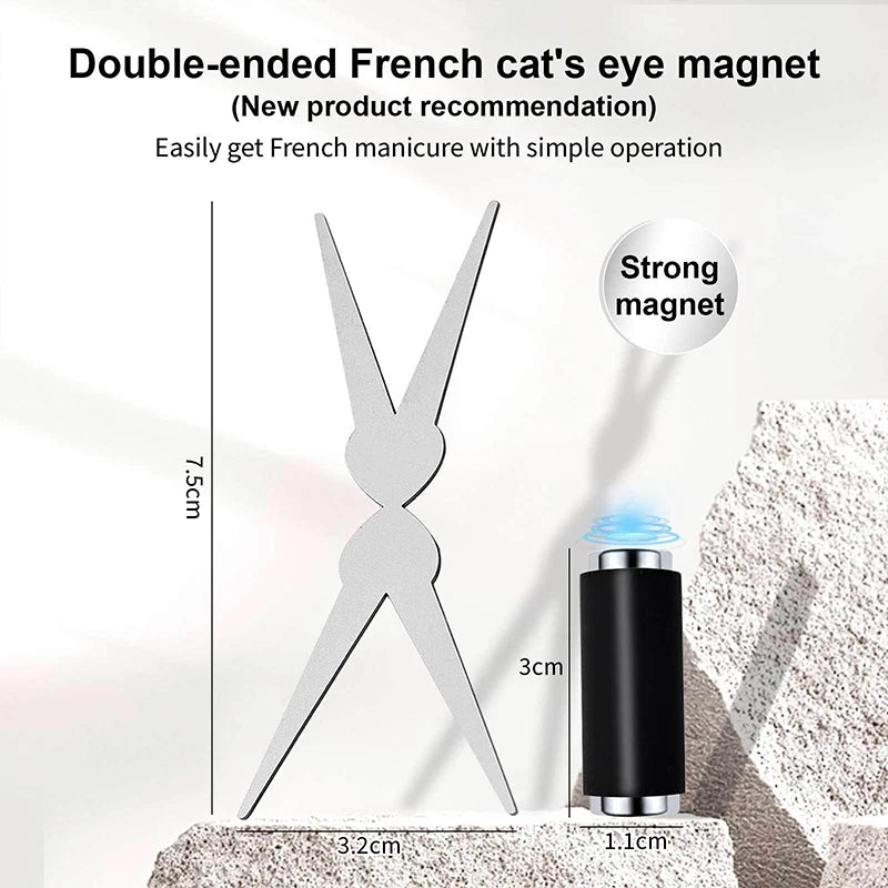 New French Cat Eye Nail Magnet Double-head Big Y-shaped Magnetic Auxiliary Tool DIY French Effect Gel Polish Magnet Rod Tool Set