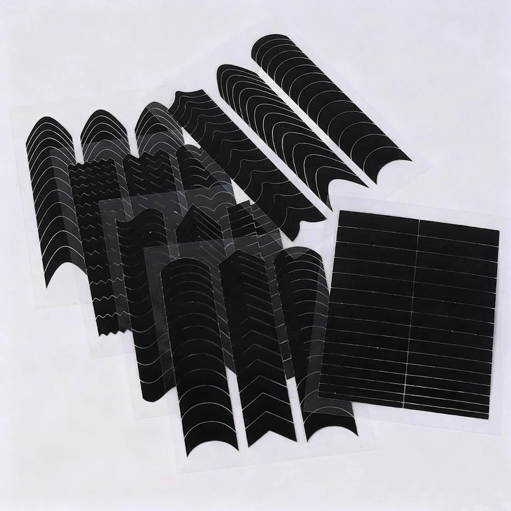 French Strip Line Nail Art Form Fringe Tip Guides Wavy Oblique Spray Template Stickers Creative Stencil DIY Manicure Tools Decor