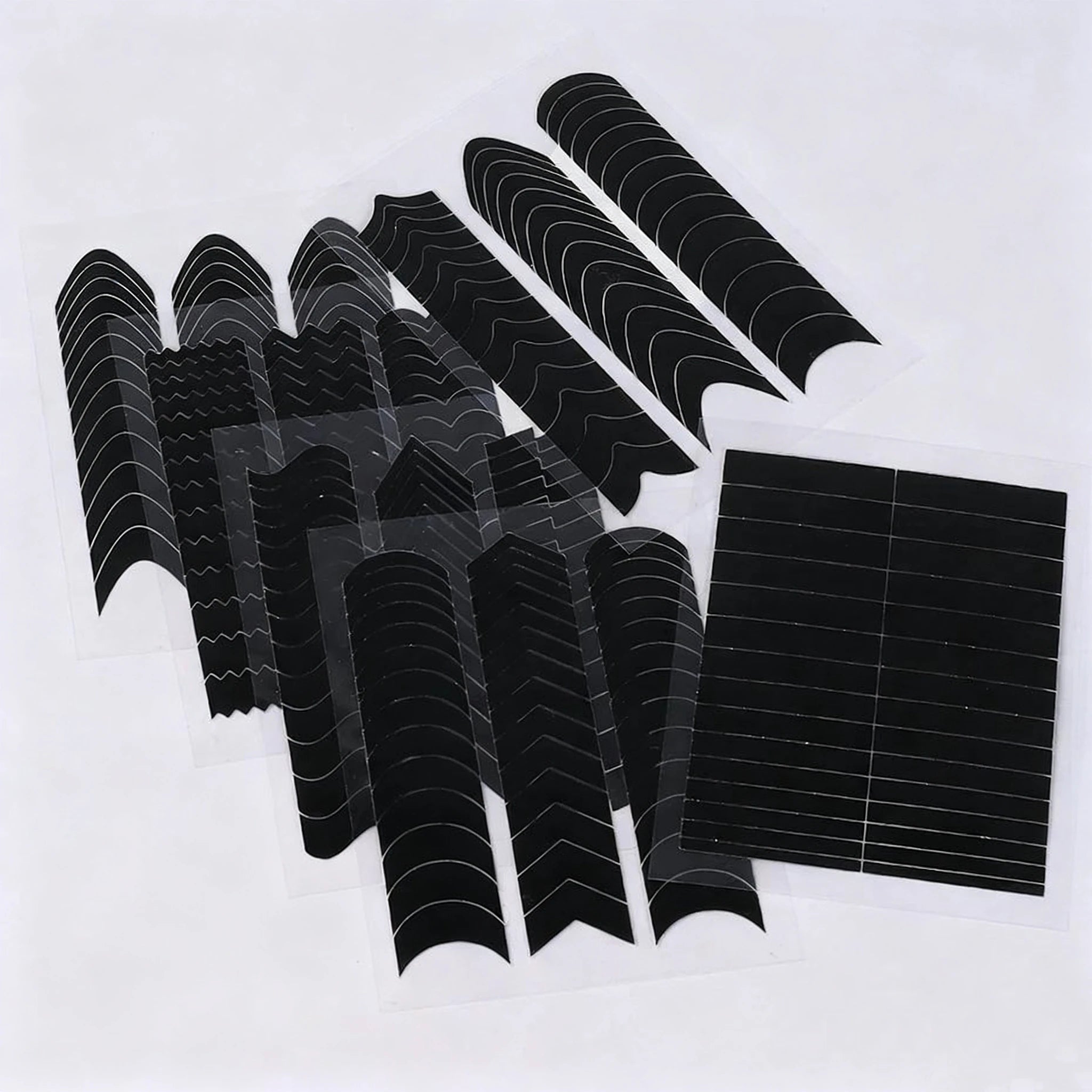 French Strip Line Nail Art Form Fringe Tip Guides Wavy Oblique Spray Template Stickers Creative Stencil DIY Manicure Tools Decor