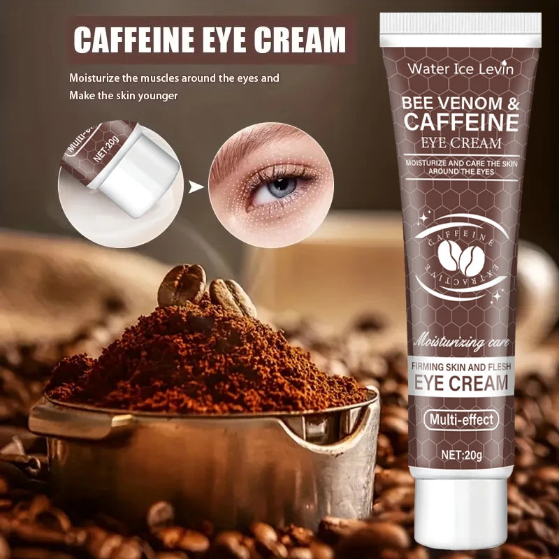 Natural Caffeine Powerful Moisturizing Firming Eye Cream 20g for Puffy and Dark Circles Post-Lifting Area after Using, Reduce Wrinkles and Aging, Light Beige Relaxation