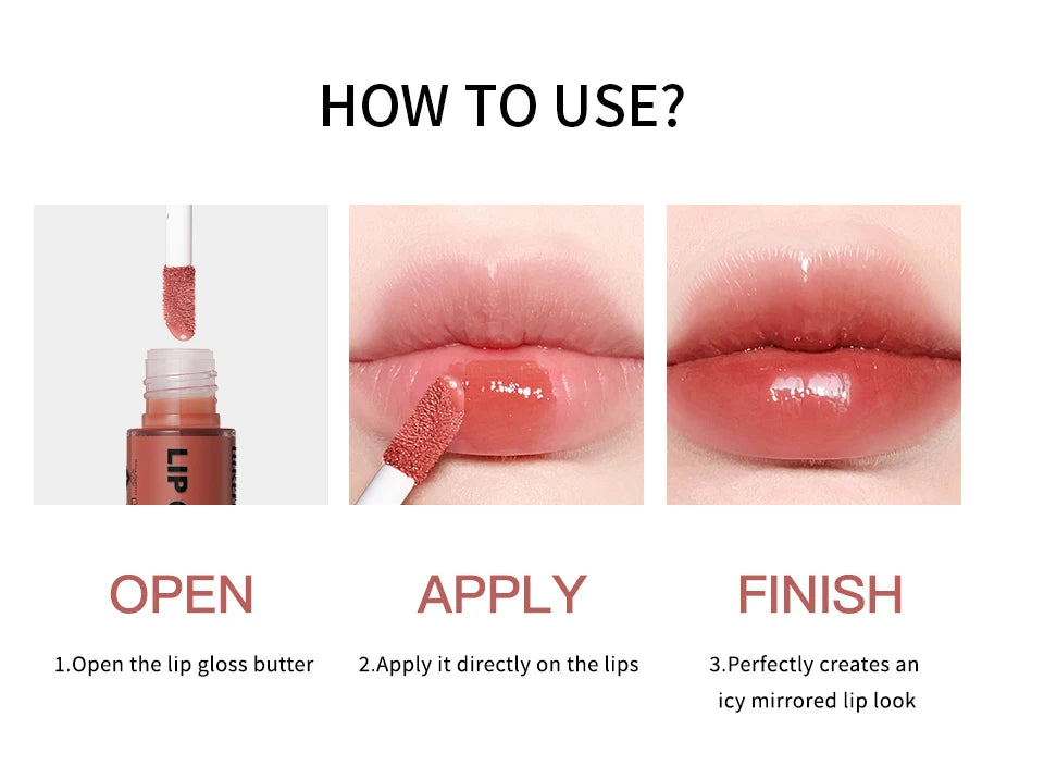 8ml Butter Non-stick Cup Gloss Lip Gloss Moisturizing Mirror Lip Gloss Lasting Color Lip glaze Dye Lip Liquid Makeup For Women