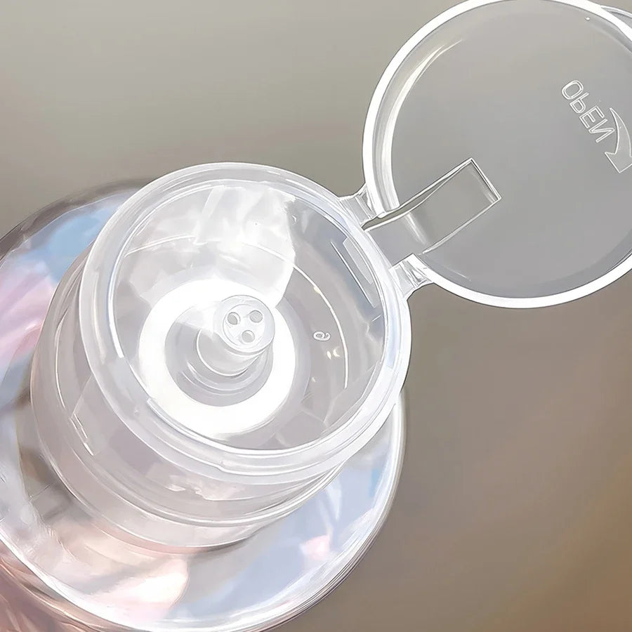 Refillable Lockable Empty Pump Dispenser Nail Manicure Cleaner Makeup Remover Container Press Bottle for Personal Use