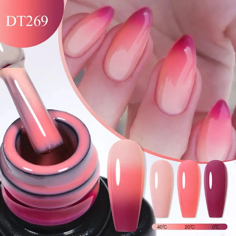 7ml Thermal Gel Nail Polish 3 Layers Temperature Color Changing Gel Winter Grey Semi Permanent Soak Off Nails Art UV Gel Varnish