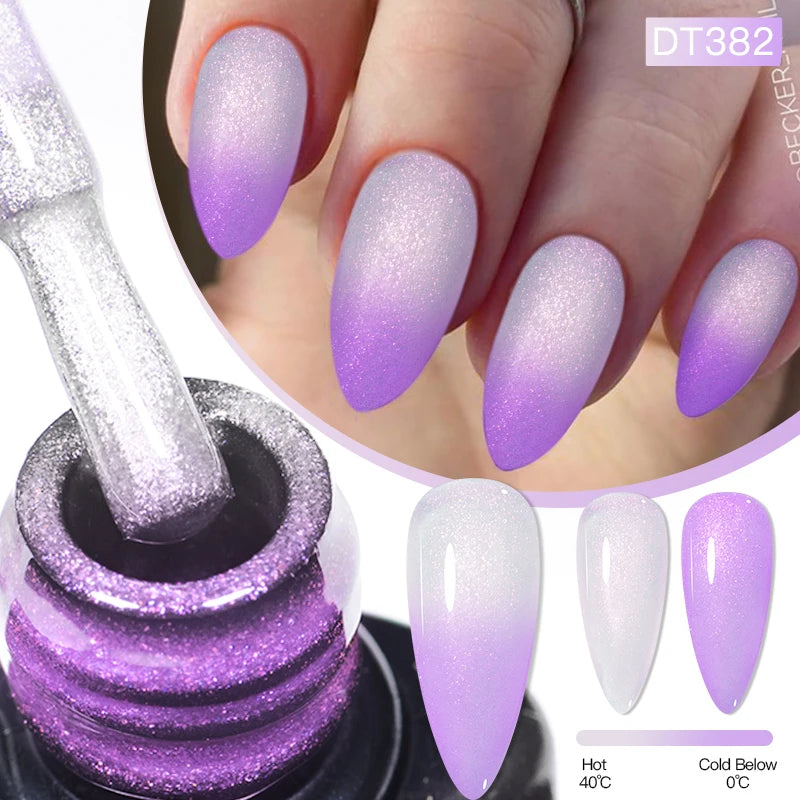 7ml Thermal Gel Nail Polish 3 Layers Temperature Color Changing Gel Winter Grey Semi Permanent Soak Off Nails Art UV Gel Varnish