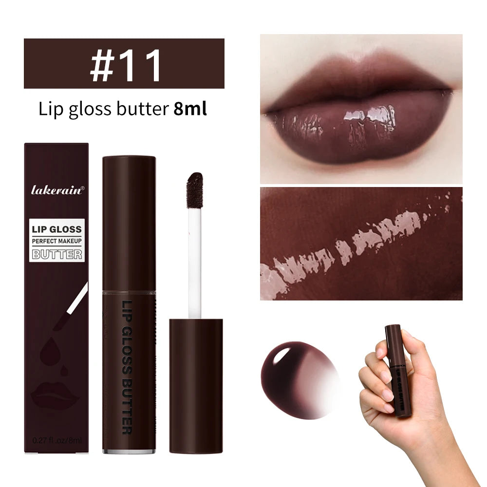 8ml Butter Non-stick Cup Gloss Lip Gloss Moisturizing Mirror Lip Gloss Lasting Color Lip glaze Dye Lip Liquid Makeup For Women