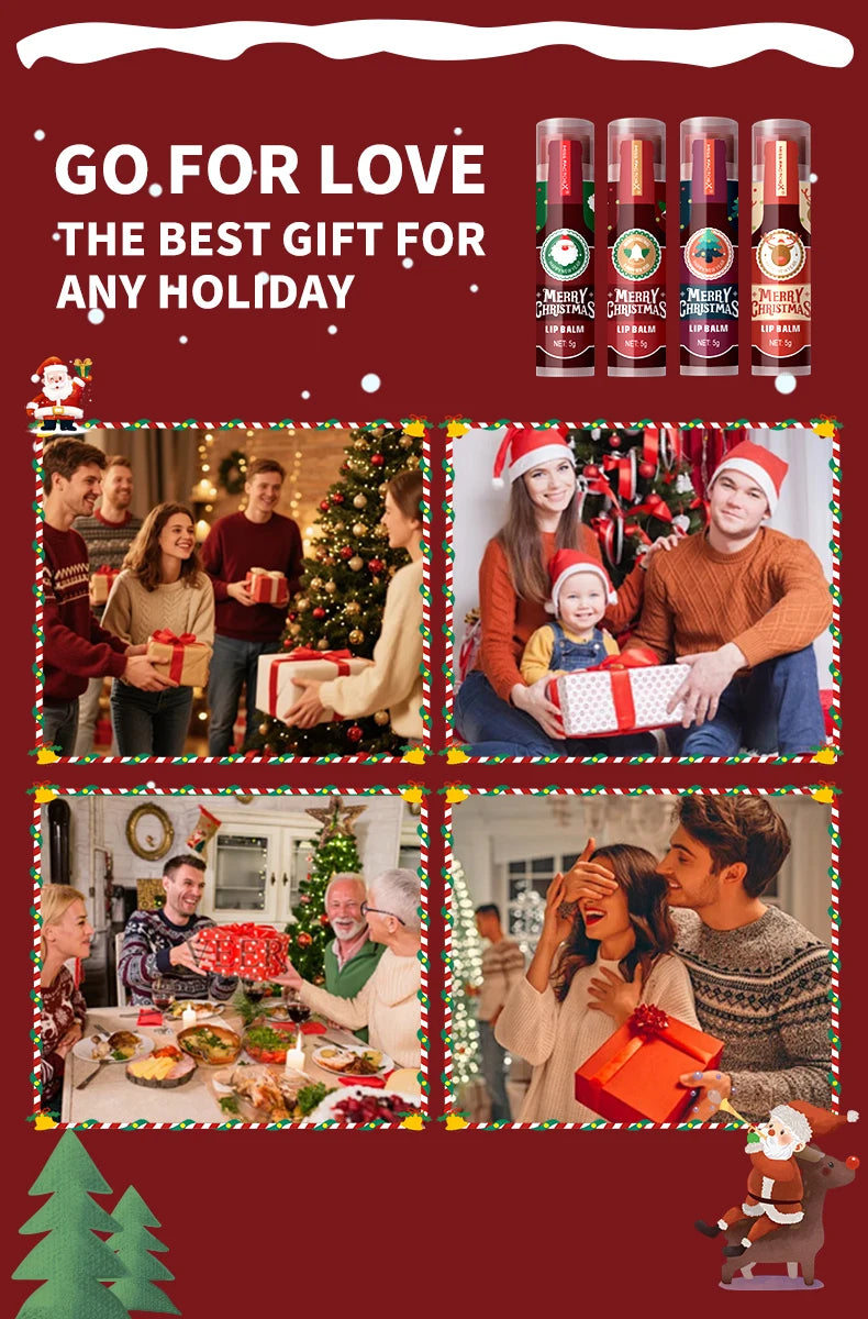 8pcs Colored lipstick Set - Christmas hot red wine with lasting taste, moisturizing and glassy luster