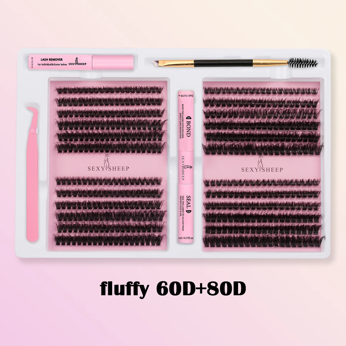 DIY False Eyelashes Clusters Extensions Individual Lashes Cluster Natural Segmented With glue,Remover,lash brush，tweezers