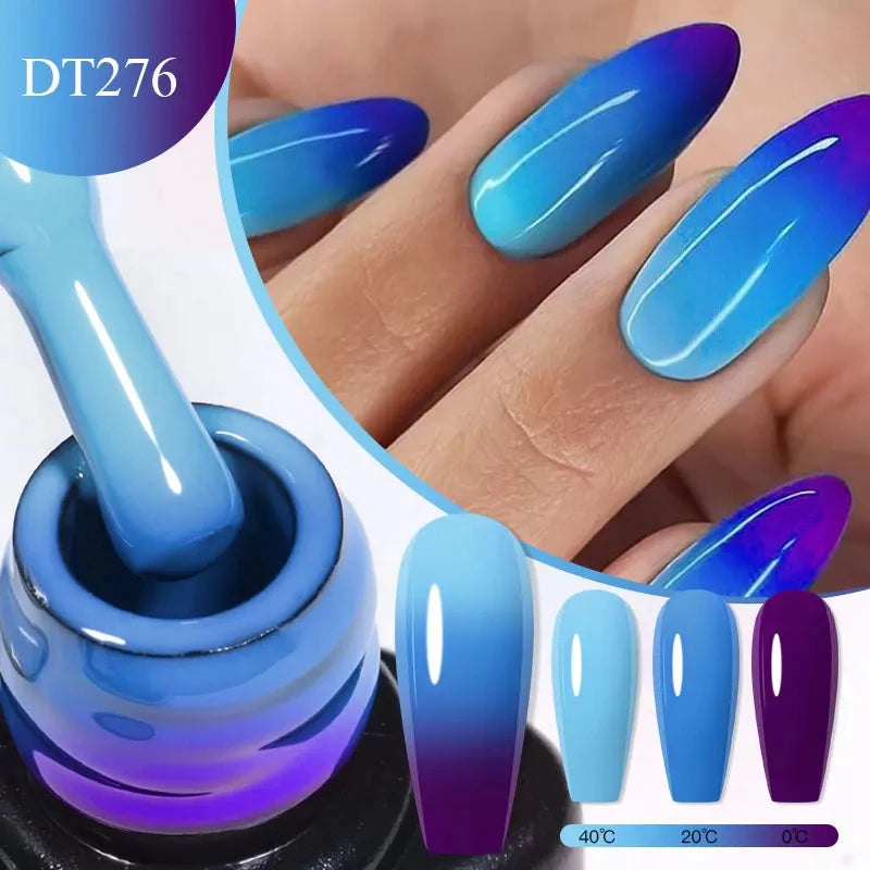7ml Thermal Gel Nail Polish 3 Layers Temperature Color Changing Gel Winter Grey Semi Permanent Soak Off Nails Art UV Gel Varnish