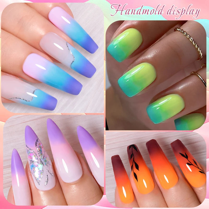 7ml Thermal Gel Nail Polish 3 Layers Temperature Color Changing Gel Winter Grey Semi Permanent Soak Off Nails Art UV Gel Varnish