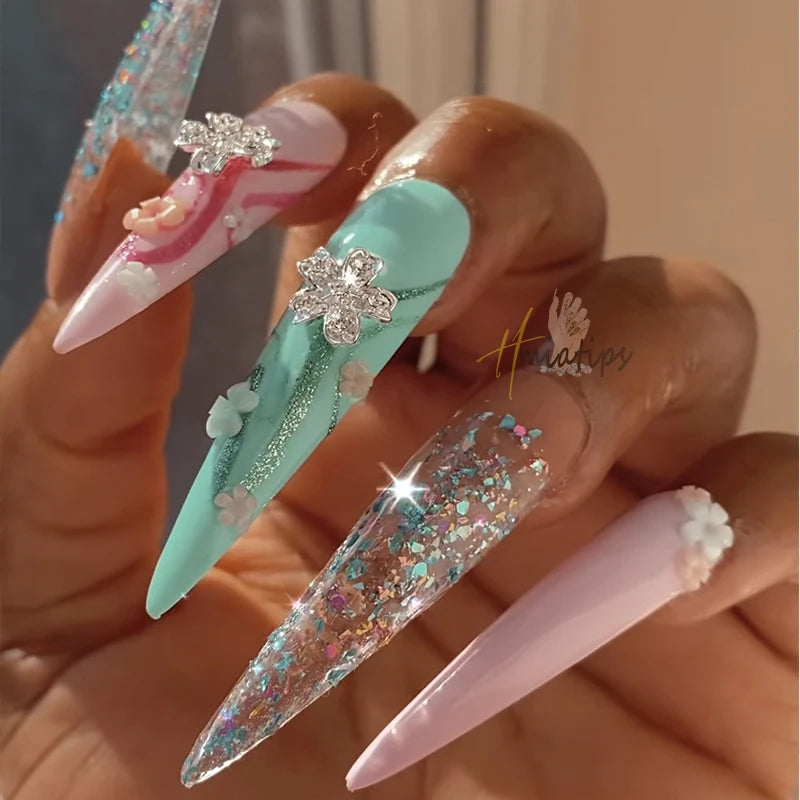 3XL Full Cover False Long Stiletto  Nail Tips Sculpted Clear Press On Artificial Fake Nails  Manicure Salon Supply 120pcs