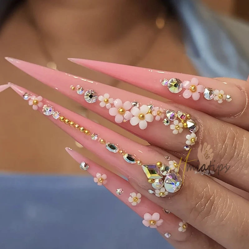 3XL Full Cover False Long Stiletto  Nail Tips Sculpted Clear Press On Artificial Fake Nails  Manicure Salon Supply 120pcs