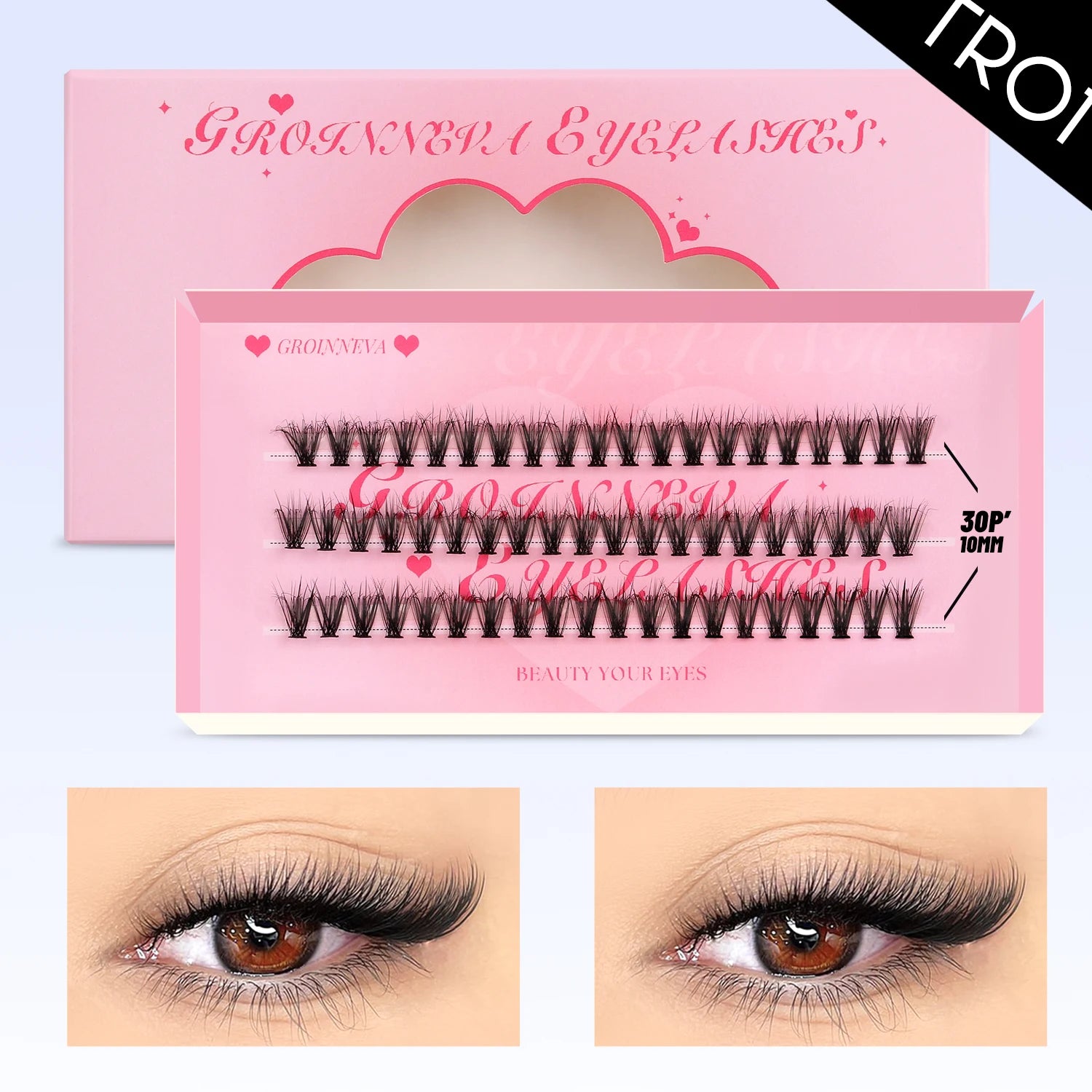 GROINNEYA Eyelash Clusters Kit Large capacity Wispy Individual Lashes Natural DIY Cluster Eyelash Extensions for Beginners