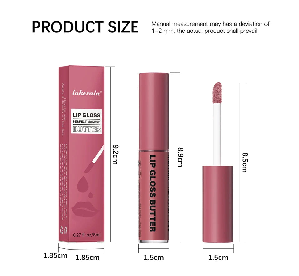 8ml Butter Non-stick Cup Gloss Lip Gloss Moisturizing Mirror Lip Gloss Lasting Color Lip glaze Dye Lip Liquid Makeup For Women