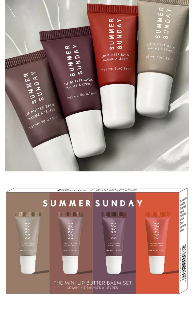 4-piece Lip Gloss Set Complete, Exquisite, Practical, Comfortable, Moisturizing, Natural, Portable Makeup Set