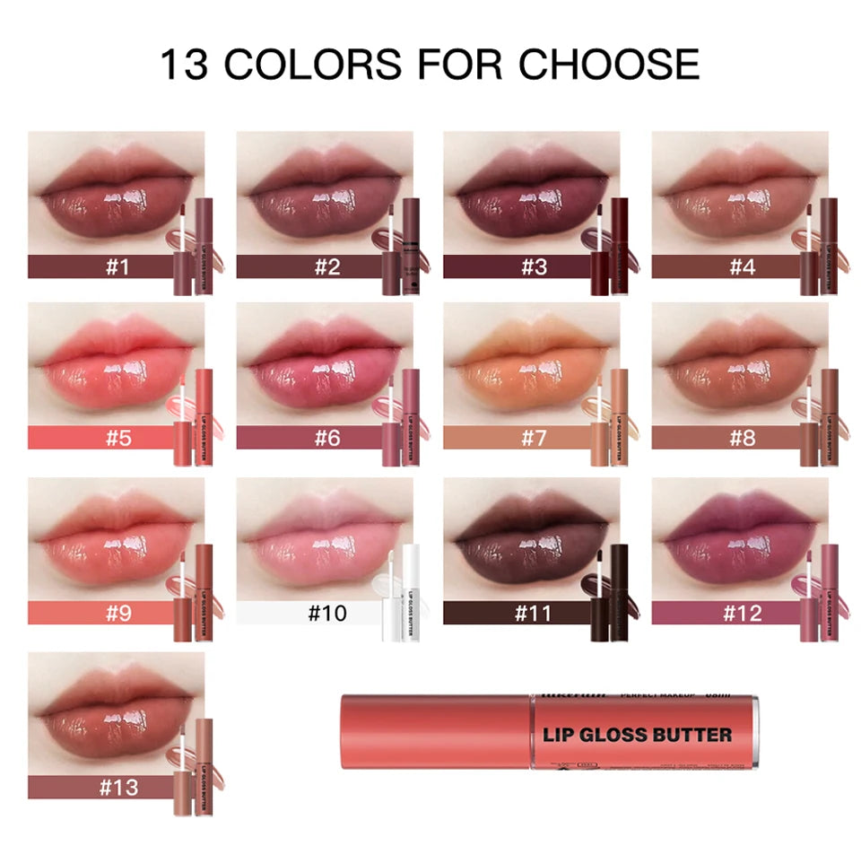 8ml Butter Non-stick Cup Gloss Lip Gloss Moisturizing Mirror Lip Gloss Lasting Color Lip glaze Dye Lip Liquid Makeup For Women