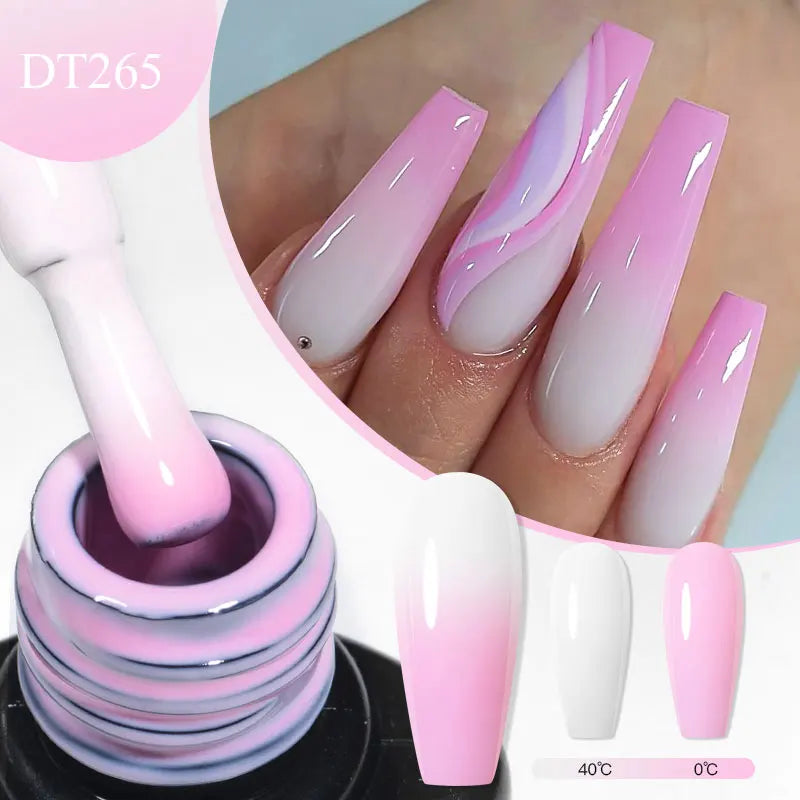 7ml Thermal Gel Nail Polish 3 Layers Temperature Color Changing Gel Winter Grey Semi Permanent Soak Off Nails Art UV Gel Varnish