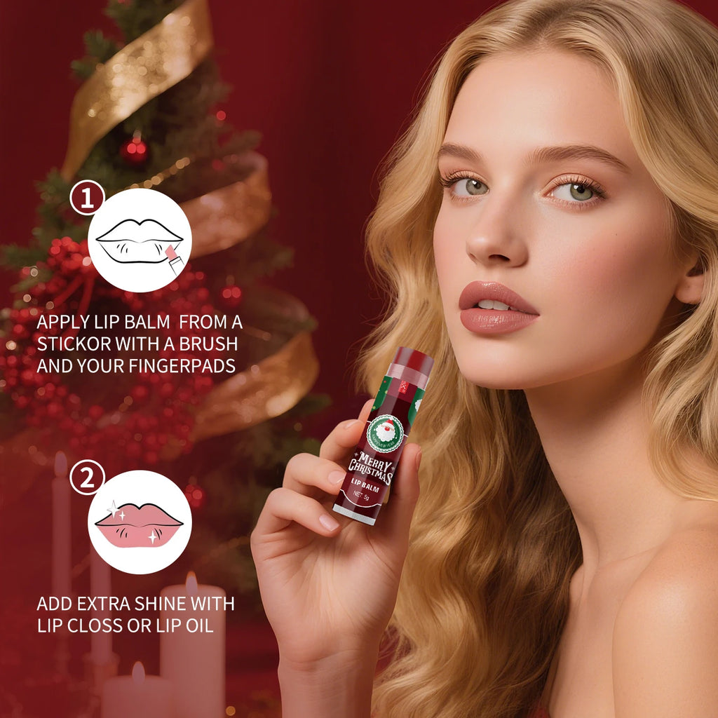 8pcs Colored lipstick Set - Christmas hot red wine with lasting taste, moisturizing and glassy luster