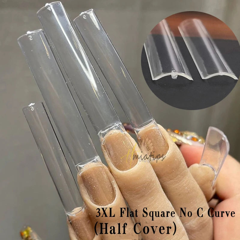 3XL Full Cover False Long Stiletto  Nail Tips Sculpted Clear Press On Artificial Fake Nails  Manicure Salon Supply 120pcs
