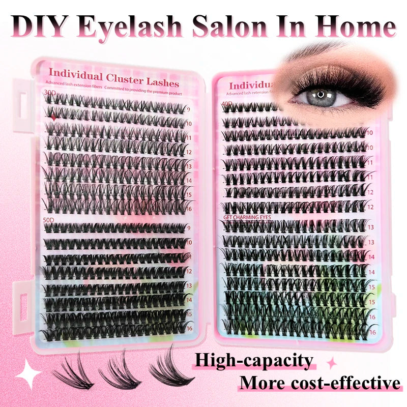 DIY False Eyelash 30D40D50D Mixed Individual Lash Clusters (you can choose single lash or lash with applicators) 9-16mm Mixed