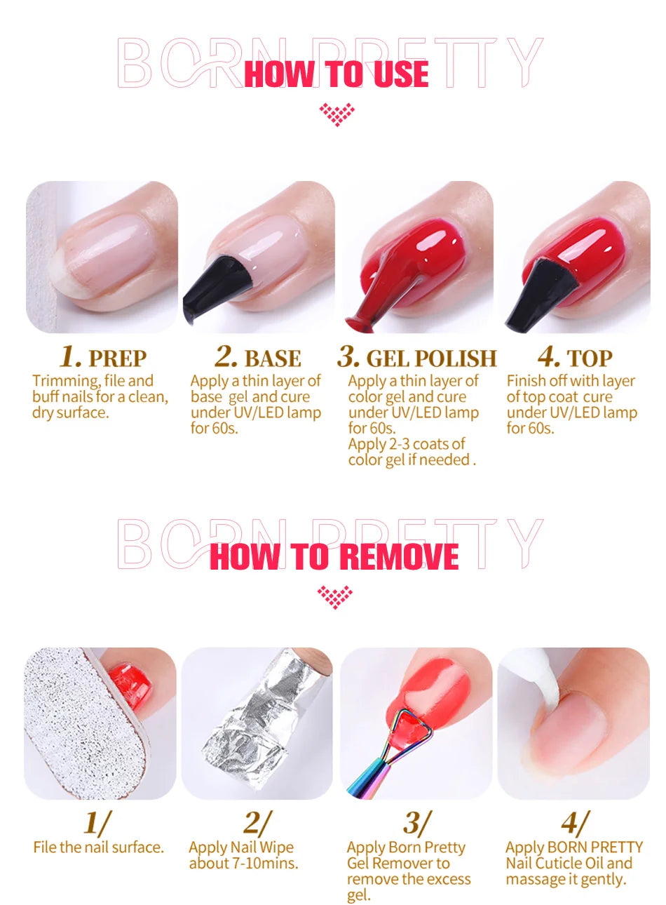 BORN PRETTY 10ml Jelly Nude Gel Nail Polish 50 Colors Semi Transparent Nail Art Nail Supplies Soak off UV LED Nails Gel Varnish