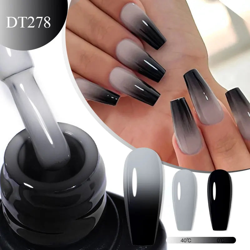 7ml Thermal Gel Nail Polish 3 Layers Temperature Color Changing Gel Winter Grey Semi Permanent Soak Off Nails Art UV Gel Varnish