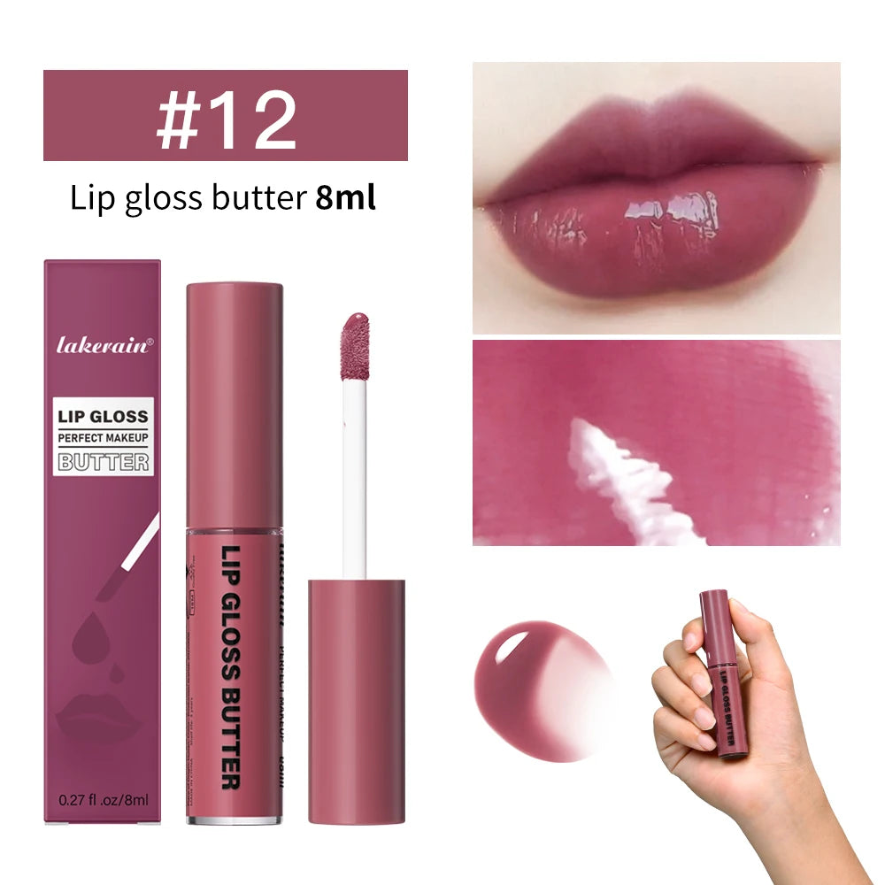 8ml Butter Non-stick Cup Gloss Lip Gloss Moisturizing Mirror Lip Gloss Lasting Color Lip glaze Dye Lip Liquid Makeup For Women