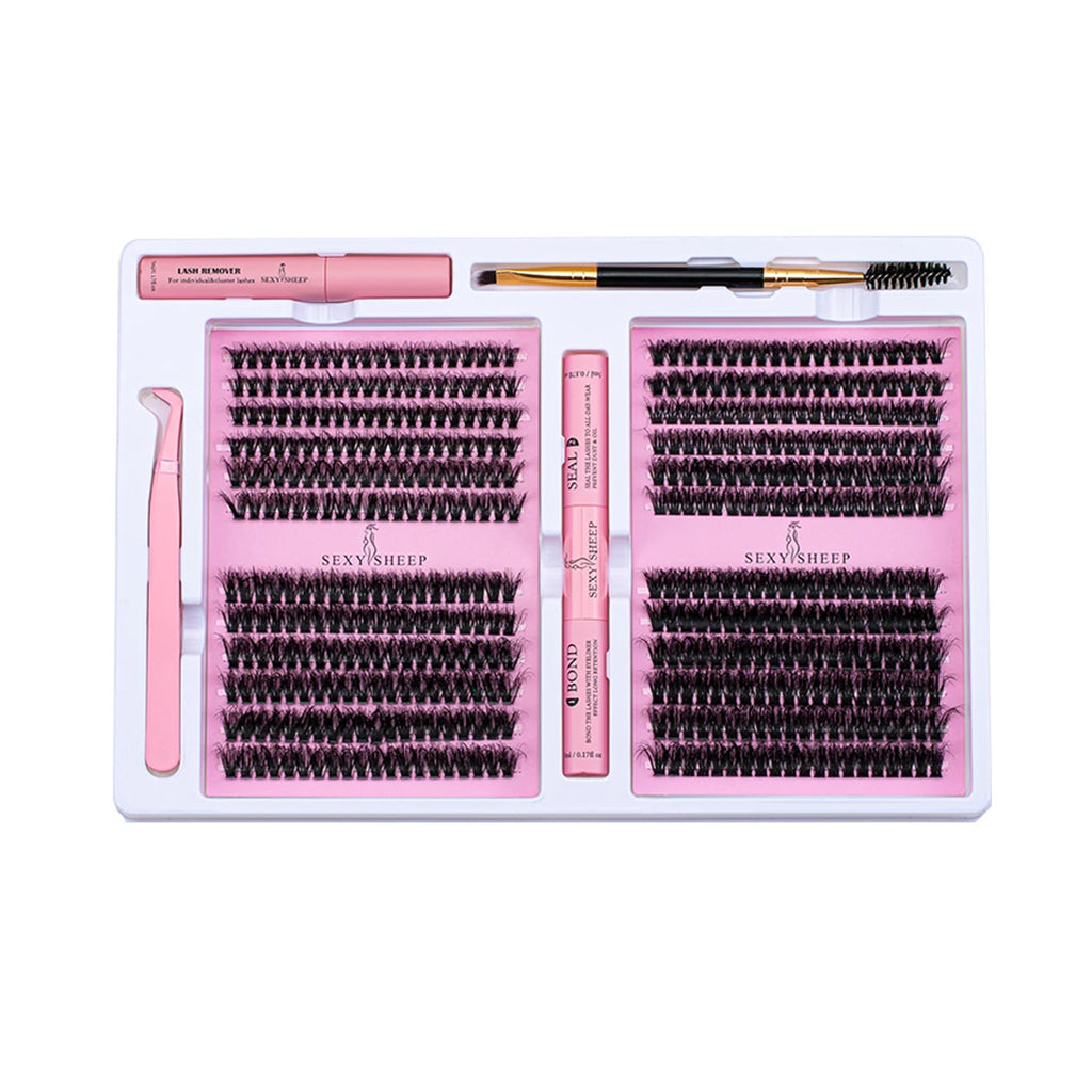 DIY False Eyelashes Clusters Extensions Individual Lashes Cluster Natural Segmented With glue,Remover,lash brush，tweezers