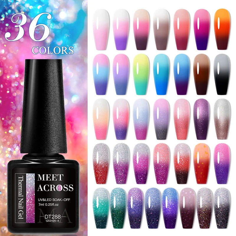 7ml Thermal Gel Nail Polish 3 Layers Temperature Color Changing Gel Winter Grey Semi Permanent Soak Off Nails Art UV Gel Varnish