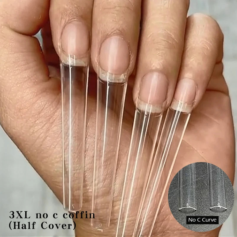 3XL Full Cover False Long Stiletto  Nail Tips Sculpted Clear Press On Artificial Fake Nails  Manicure Salon Supply 120pcs