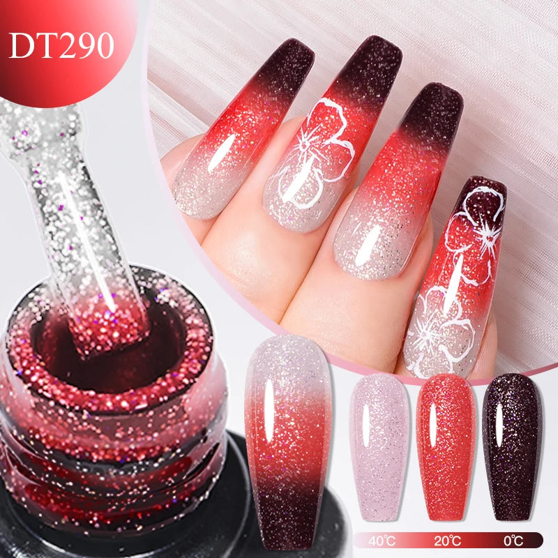 7ml Thermal Gel Nail Polish 3 Layers Temperature Color Changing Gel Winter Grey Semi Permanent Soak Off Nails Art UV Gel Varnish